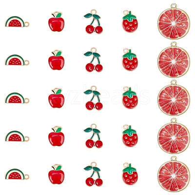 50Pcs 5 Styles Alloy Enamel Pendants ENAM-SC0005-65-1