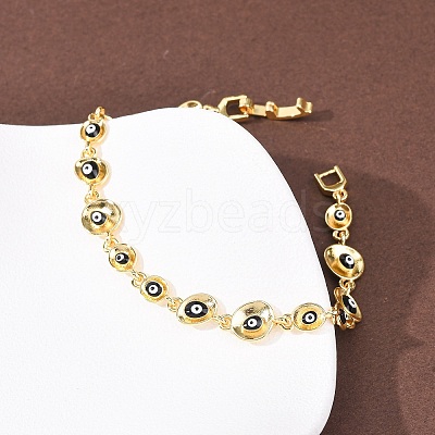 Brass Link Chain Bracelets for Women BJEW-D387-03G-04-1
