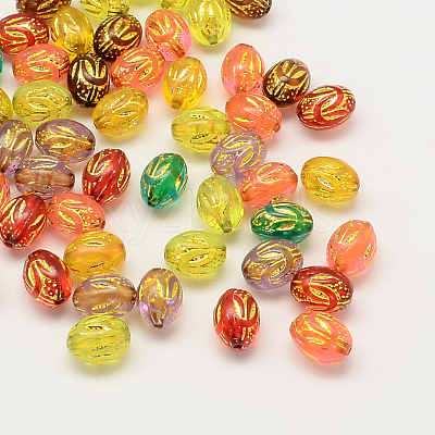 Plating Acrylic Oval Beads X-PACR-Q100-01-1