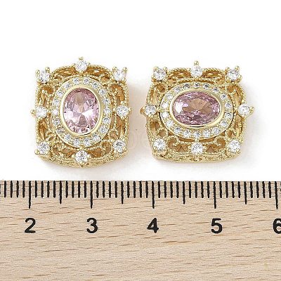 Brass Micro Pave Cubic Zirconia Beads X-KK-G491-36G-02-1