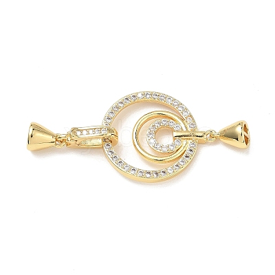 Brass Micro Pave Clear Cubic Zirconia Fold Over Clasps KK-K428-04G-1