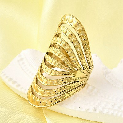 304 Stainless Steel Adjustable Cuff Rings for Women LS-RJEW-B123-01G-03-1