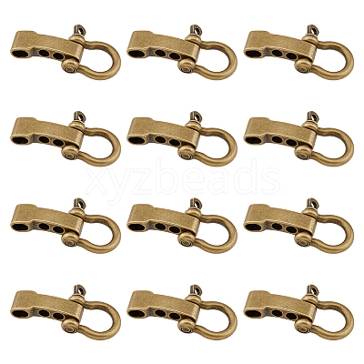 12Pcs Tibetan Style Alloy D-Ring Anchor Shackle Clasps FIND-FH0008-01-1