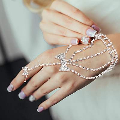 2Pcs 2 Style Crystal Rhinestone Tennis Ring Bracelet BJEW-AN0001-11-1