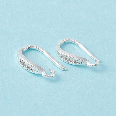 Brass Micro Pave Clear Cubic Zirconia Ear Hooks ZIRC-P100-05S-1