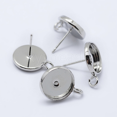 Brass Stud Earring Settings KK-P131-01A-10mm-P-1