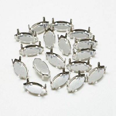 Non-Tarnish 201 Stainless Steel Sew on Prong Settings STAS-T032-04-7x15mm-1