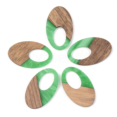 Opaque Resin & Walnut Wood Pendants RESI-S389-005A-C03-1