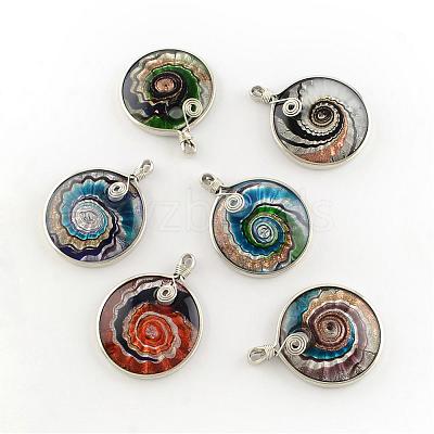 Handmade Silver Foil Lampwork Pendants FOIL-S135-01-B-1
