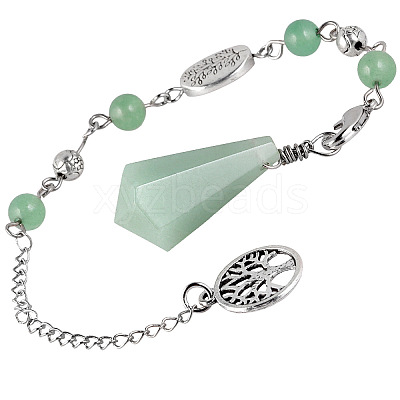 Natural Green Aventurine Pointed Dowsing Pendulums PW-WG7D402-04-1