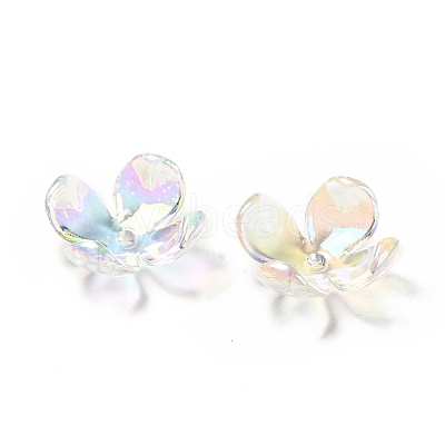 Transparent Acrylic Flower Bead Caps X-MACR-C009-15-1
