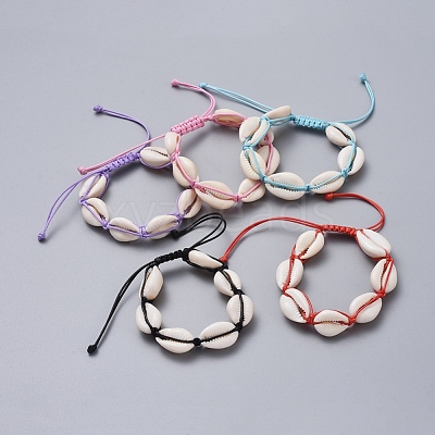 Natural Cowrie Shell Braided Beads Bracelets BJEW-JB05057-1