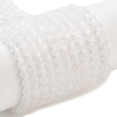 Faceted Round Natural Rainbow Moonstone Bead Strands G-F289-05-1