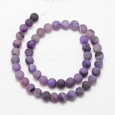 Natural Druzy Geode Agate Bead Strands G-K166-09-8mm-07-1