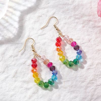 Teardrop Glass Dangle Earrings EJEW-JE06777-1