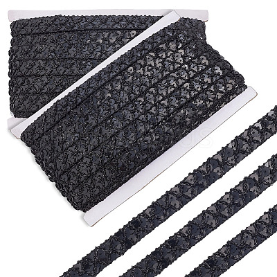 Sparkle Polyester Wavy Lace Trim Ribbon OCOR-WH0082-563E-1