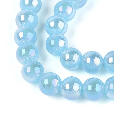 Electroplate Imitation Jade Glass Beads Strands GLAA-T032-J8mm-AB04-1