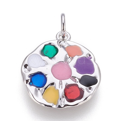 Brass Enamel Pendants KK-O113-03P-B-1