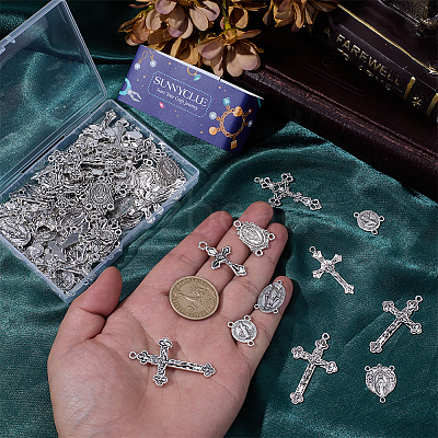 80Pcs 8 Styles Alloy Tibetan Style Pendants & Chandelier Component Links Kits FIND-SC0022-99-1