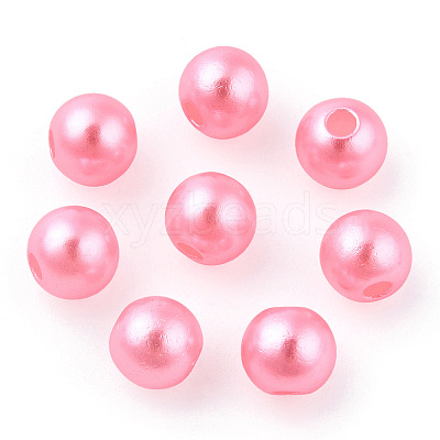 Spray Painted ABS Plastic Imitation Pearl Beads OACR-T015-05A-16-1
