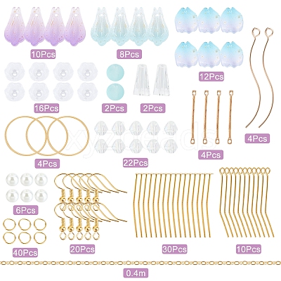 DIY Glass Flower Drop Earring Making Kit DIY-SC0018-36-1