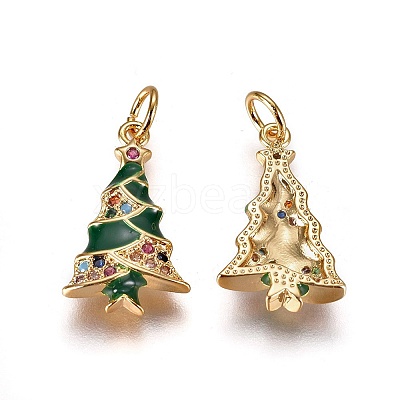 Brass Cubic Zirconia Pendants X-ZIRC-I028-02G-1