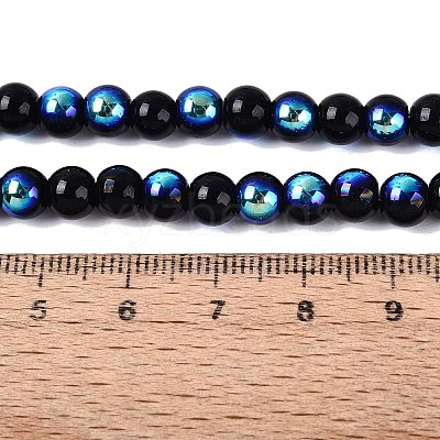 Electroplate Opaque Glass Beads Strands EGLA-Q132-6MM-01C-21-1