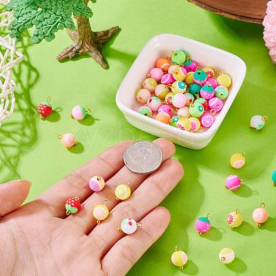 50Pcs Fruits Theme Handmade Polymer Clay Pendants CLAY-TA0007-08-1