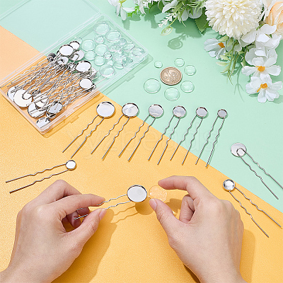 30Pcs 6 Styles Iron Hair Fork Findings IFIN-UN0001-27-1