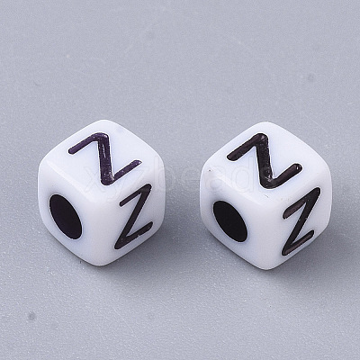 White Opaque Acrylic Beads X-MACR-R869-02Z-1