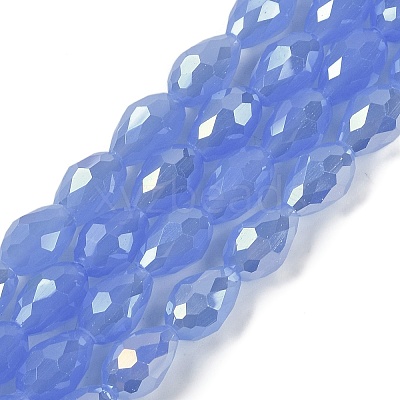 Opaque Solid Color Electroplate Glass Beads Strands EGLA-N013-J8mm-B06-1