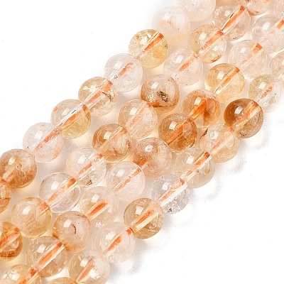 Heated Natural Citrine Beads Strands G-A262-A01-5.5mm-1