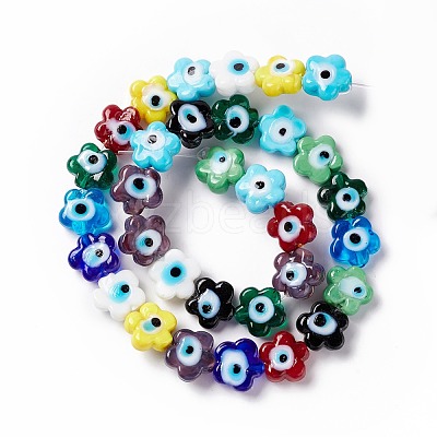 Handmade Evil Eye Lampwork Beads Strands LAMP-F024-03B-1