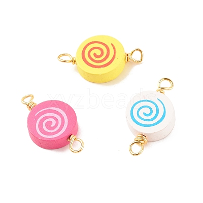 Spray Painted Wood Connector Charms PALLOY-JF01427-17-1