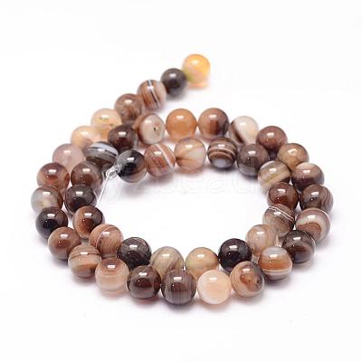 Natural Striped Agate/Banded Agate Bead Strands G-K155-A-8mm-14-1