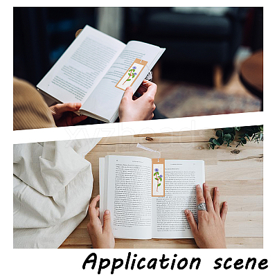DIY Flower Pattern Paper Bookmark Embroidery Making Kits DIY-WH0304-311-1