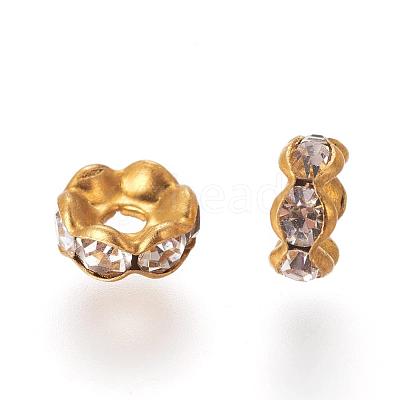 Brass Rhinestone Spacer Beads RB-A014-L8mm-01C-1