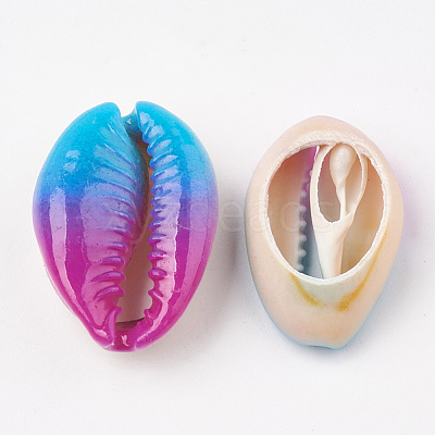 Spray Painted Natural Cowrie Shell Beads X-SHEL-S274-01-1