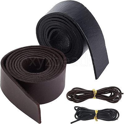 2Pcs 2 Colors Flat Leather Jewelry Cords WL-OC0001-03-1