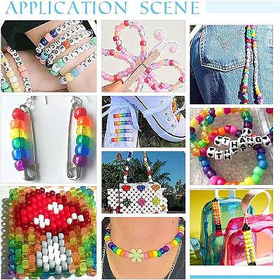 DIY Luminous Flat Round Plastic & Acrylic Beads Bracelet Kits DIY-AR0004-15-1