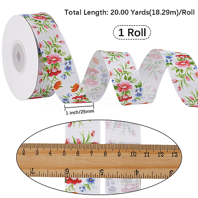 1 Roll Single Face Printed Polyester Grosgrain Ribbons SRIB-CY0001-12B-1