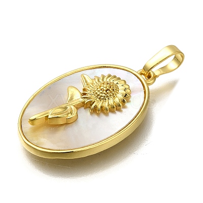 Brass Pave Shell Birth Flower Pendants FIND-I040-04L-1