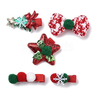 Christmas Theme Cloth Felt Fabric Alligator Hair Clip OHAR-R100-01E-1