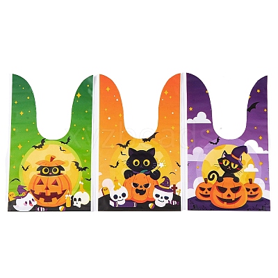 100Pcs Rabbit Shaped Halloween Candy Plastic Bags ABAG-U001-02F-1