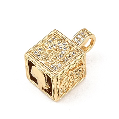 Brass Micro Pave Cubic Zirconia Pendants KK-F919-10C-G-1