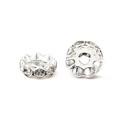 Brass Rhinestone Spacer Beads RB-A014-L12mm-01S-1