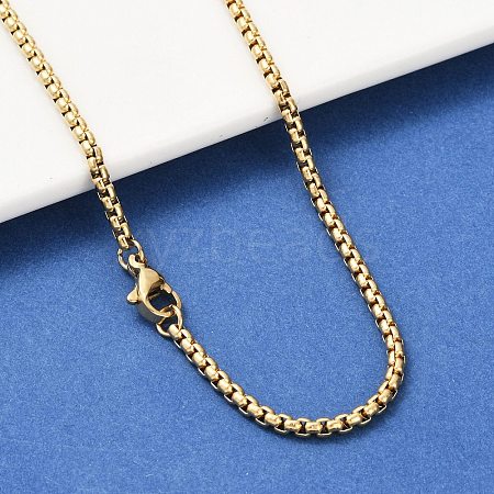 304 Stainless Steel Box Chain Necklaces X-NJEW-P244-01G-1