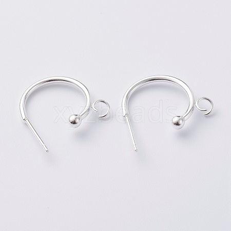 304 Stainless Steel Half Hoop Earrings STAS-Z028-B01-S-1