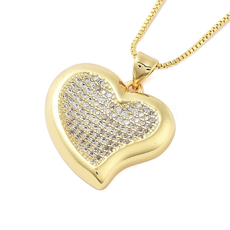 Brass Micro Pave Clear Cubic Zirconia Pendant Necklaces for Women NJEW-M009-04G-D-1