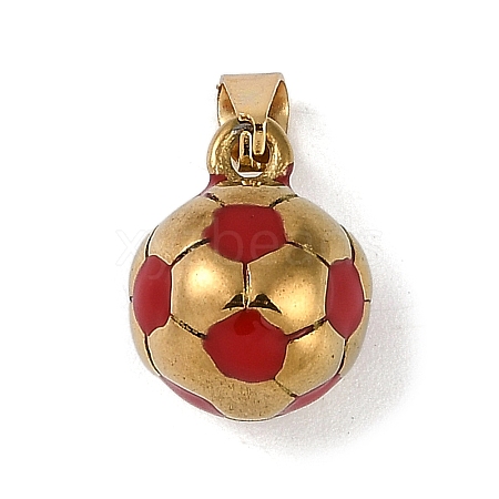 Trendy Necklace Findings 304 Stainless Steel FootBall/Soccer Ball Pendants STAS-L012-B01G-03-1